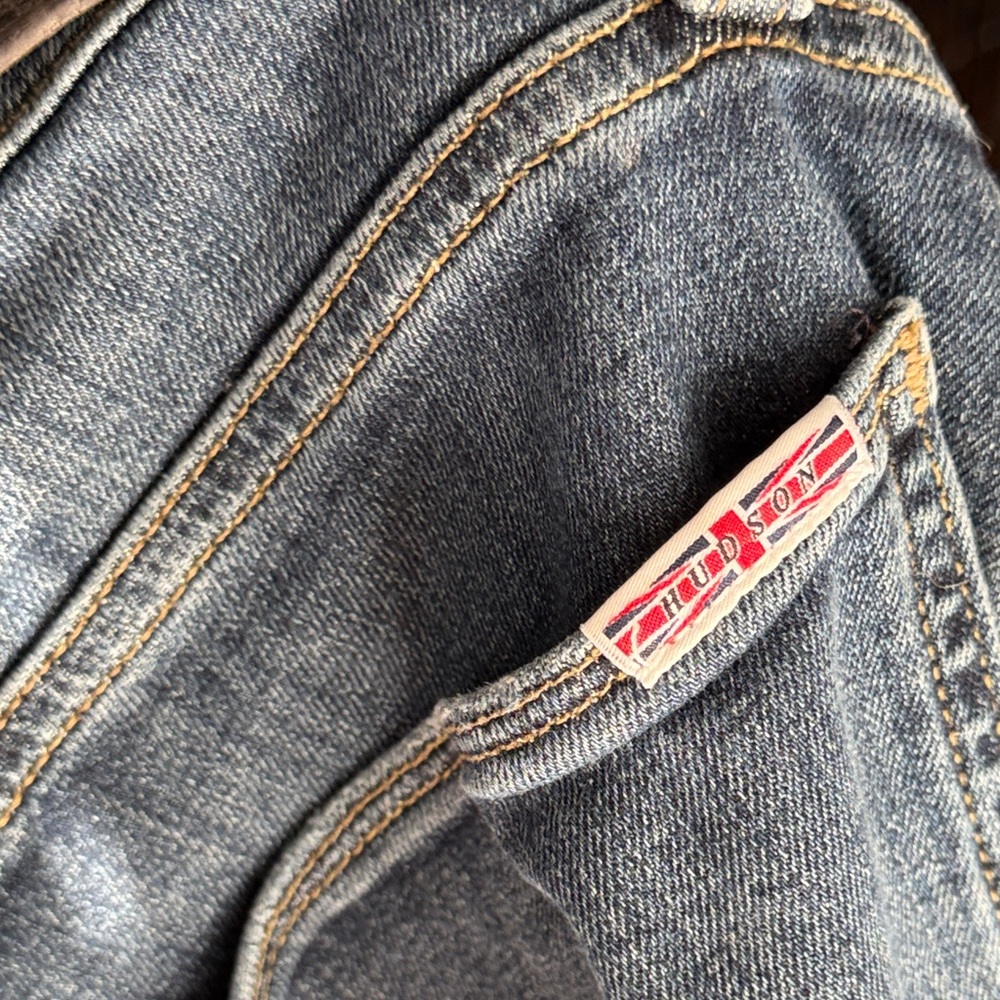 Distressed Hudson Jeans "Ace Skinny" Denim 33"